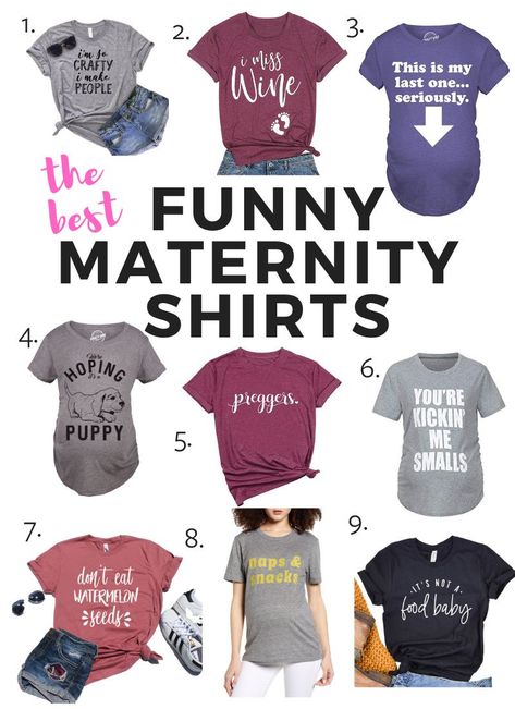 These funny maternity shirts will sure to bring a belly laugh to anyone who sees your pregnant belly for your entire pregnancy. Maternity Shirts With Sayings, Cute Maternity Tshirts, Pregnant Cricut Shirts, Pregnant Shirt Ideas, Mommy To Be Shirts Ideas, Maternity Shirt Ideas, Maternity Shirts Vinyl, Pregnant Tshirts, Maternity Shirts Diy