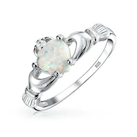 Celtic Valentine Heart Synthetic White Opal Claddagh Ring Sterling Silver -- You can find out more details at the link of the image. (This is an affiliate link) #Rings Opal Promise Ring, Silver Celtic Rings, Sterling Silver Opal Ring, Silver Crown Ring, Silver Claddagh Ring, Celtic Heart, Claddagh Ring, Opal Band, Silver Heart Ring