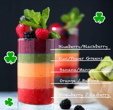 This beautiful treat tastes as good as it looks! Taste the rainbow with this layered rainbow shake recipe! #stpatricksdayrecipe #rainbow #rainbowparty #rainbowsmoothie #smoothie #smoothierecipe #rainbowdessert #stpatricksdayrecipe Rainbow Smoothie Recipes, Rainbow Smoothie, Rainbow Drinks, Rainbow Desserts, Kid Foods, Rainbow Treats, Make A Rainbow, Rainbow Fruit, Kid Desserts