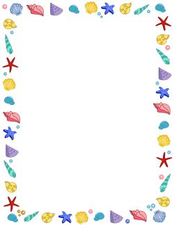 caracolas y estrellas de mar Summer Border Design, Ocean Border, Border Design Ocean Theme, Page Borders Free, Kids Frames Border Landscape, Trin For Trin Tegning, Printable Border, Border Templates, Scrapbook Frames