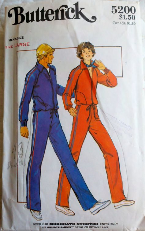 1970s Vintage Sewing Pattern Men's Sweat Top by Sutlerssundries, $4.99 Raglan Jacket, Suit Sewing Patterns, Mens Jogging Suits, Mens Sewing Patterns, Fitted Pants, Womens Knit Tops, Pants Sewing Pattern, Butterick Pattern, Track Suit Men