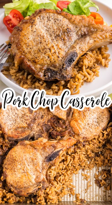 Pork Chop Casserole Pork And Rice Casserole, Sweet And Sour Pork Chops, Pork Chop Casserole Recipes, Easy Casserole Recipe, Pork Chop Casserole, Easy Baked Pork Chops, Pork Chops And Rice, Best Easy Dinner Recipes, Pork Loin Roast Recipes