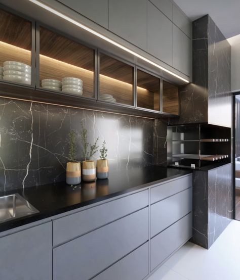 Carriage House Kitchen, Temple Design For Home, Kitchen Pantry Design, Cabinet Black, Temple Design, Kitchen Design Decor, School Furniture, Pantry Design, Indian Home