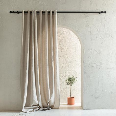 Linen Curtains Bedroom, Linen Curtains Living Room, Curtains With Grommets, Japandi Bathroom Design, Bathroom Japandi, Closet Curtains, Linen Blackout Curtains, Pool Umbrellas, Linen Curtain Panels