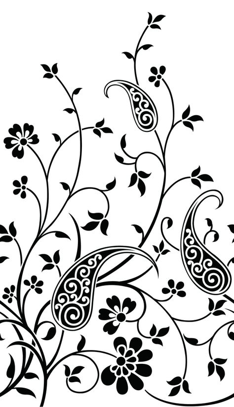 Embroidery Designs Drawing, Flower Stencil Patterns, Indian Motif, Brain Storming, Saree Painting Designs, Beautiful Flower Drawings, Fabric Paint Designs, Paisley Art, Textile Prints Design