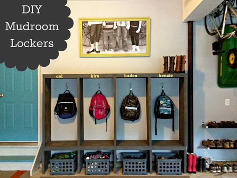 Diy Mudroom Lockers, Garage Lockers, Mud Room Garage, Garage Mudroom, Diy Locker, Mudroom Makeover, Mudroom Lockers, Diy Mudroom, Garage Remodel