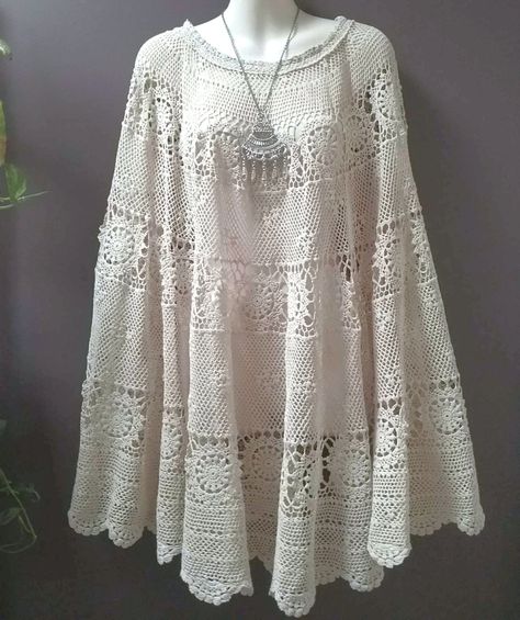 Beige Crochet Poncho, Bridal Shawl, Bohemian Clothing, Boho Crochet Top, Festival Poncho, Stevie Nicks, Hippie Wedding, Tablecloth Top - Etsy White Bohemian Poncho Shawl, Bohemian Blue Crochet Poncho, Bohemian Crochet Cape One Size, Blue Bohemian Crochet Poncho, Bohemian One-size Beige Poncho, Bridal Shawl, Ladies Poncho, Crochet Poncho, Stevie Nicks