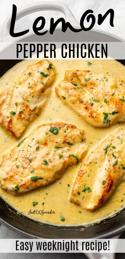 Lemon Pepper Chicken Breast Recipe, Recipes With Chicken And Peppers, Lemon Chicken Recipe, Lemon Pepper Chicken, Pepper Chicken, Chicken Stuffed Peppers, Health Dinner Recipes, Chicken Dishes Recipes, Lemon Pepper