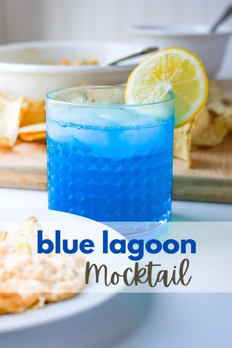 Non Alcoholic Blue Drinks, Light Blue Drinks Non Alcoholic, Blue Lemonade Recipe Non Alcoholic, Blue Lemonade Non Alcoholic, Virgin Cocktail Recipes, Blue Lagoon Mocktail, Blue Lagoon Cocktail, Orange Simple Syrup, Blue Curacao Liqueur