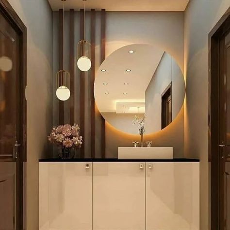 Latest Mirror Designs ✨️ #mirrors #mirrordesign #dressingroom #dressingtable #dressingtabledesign #mirrordesigns #lightdesign #homedesignsdworld #explorepage #explore #reelitfeelit #janhvikapoor #crickettips #celebritynews Wash Basin Ideas In Hall, Washbasin Cabinet, Bathroom Unique, Wall Wardrobe Design, Staircase Design Modern, House Interior Design Styles, Modern Cupboard Design, Washbasin Design, Bedroom Interior Design Luxury