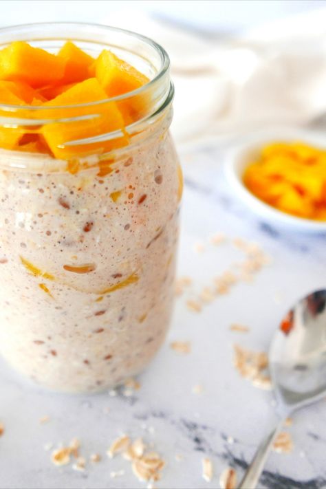 Breakfast Prep Healthy, Breakfast Ideas Overnight Oats, Breakfast Ideas Overnight, Healthy Breakfast Prep, Easy Breakfast Prep, Recipes Overnight Oats, Low Calorie Overnight Oats, Mango Overnight Oats, Overnight Oats Easy