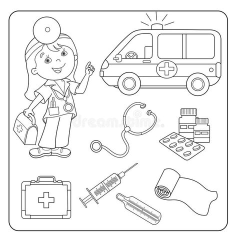 Doctor Craft, Toddler Fine Motor Activities, Nurse Drawing, Educational Games For Preschoolers, Community Helpers Theme, Community Helpers Preschool, Kids Worksheets Preschool, Preschool Colors, Medical Instruments