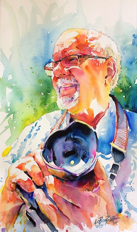 David Lobenberg, Watercolor Face, Watercolor Portrait Painting, Watercolor Landscape Paintings, Watercolor Artists, Watercolor Paintings Tutorials, Colorful Portrait, Painting Gallery, Watercolor Portraits