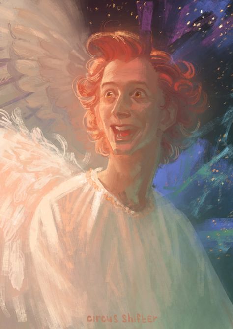 Angel Crowley Good Omens, Good Omens Painting, Angel Crowley Fanart, Angel Crowley, Crowley Good Omens, Demon Stories, Good Omens Book, Ineffable Husbands, Ange Demon