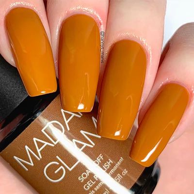 Scarecrow brown creme gel polish swatch from Madam Glam Brown Gel Polish, Nail Art Box, Madam Glam, Glitter Pigment, Nail Art Disney, Holiday Nail Art, Glass Nails, Nail Plate, Hard Gel