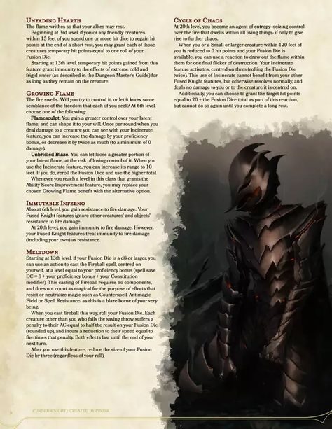 The Cursed Knight 2.5 - DnD 5e Homebrew Class - Imgur 5e Ranger, Ranger Archetype, Homebrew Classes, Monk Dnd, D D Classes, Dnd Classes, Dnd Races, Dungeons And Dragons Classes, Dnd 5e Homebrew