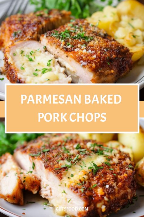 Parmesan Baked Pork Chops Parmesan Crusted Bone In Pork Chops, Pork Parmesan Recipe, Pork Chop Recipes Parmesan Crusted, Pork Chop Recipes For Two, Pork Chops Parmesan Crusted, Parm Pork Chops, Parmesan Crusted Pork Chops Baked, Parmesan Pork Chops Baked, Baked Parmesan Crusted Pork Chops