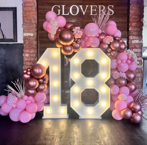 Blush Pink Decorations Party, 18th Pink Birthday Party, 18th Birthday Party Idea, Huge Sleepover, Gold And Pink Balloons, 18th Party Ideas, 18th Party, Blush Pink Decor, 18th Birthday Party Themes