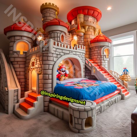 These Giant Mario Kids Beds Will Warp Your Children Straight into Dreamland! Cool Toddler Beds, Themed Hotel Rooms, Kids Room Design Boys, Cool Beds For Kids, Amazing Bedroom Designs, Cool Kids Bedrooms, Kids Bedroom Inspiration, Kids Beds, Boys Bedding