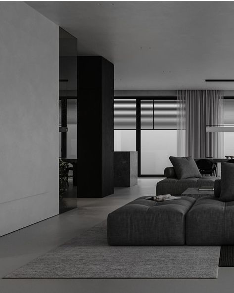 Modern Minimal Interior, Grey Interior Design, Monochrome Interior, Apartment Makeover, Minimalist House Design, Living Room Design Decor, Minimalist Room, Dark Interiors, Minimalism Interior