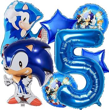 Add Wow-Factor for Birthday Party: Celebrates your children 6th birthday with our two-sided Anime hedgehog balloon bouquet(7pcs included: 1 helium nubmer 5 balloon x 32 inch, 2 foil cartton balloons (assorted poses) x 29.5 inch, 2 anime round foil balloons x 18 inch, 2 blue star foil balloons x 18 inch). Makes your kids day Boys Birthday Decoration, Sonic Birthday Parties, Sonic Party, Hedgehog Birthday, Boy Birthday Decorations, Sonic Birthday, Backdrop Decor, Shower Backdrop, Beer Birthday