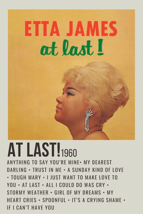 Etta James At Last, At Last Etta James, Album Polaroid Poster, Vinyl Records Music, Etta James, Sunday Kind Of Love, Cant Have You, Jazz Poster, Polaroid Poster