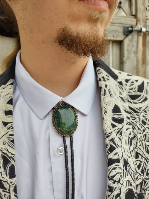 Excited to share the latest addition to my #etsy shop: Custom Bolo Tie with Bloodstone Jasper-Wedding Bolo Tie -Western Necktie -Silver, Gold Customized with Leather or Vegan Cord, Tension Clasp https://etsy.me/3WIIQrd #green #wedding #bohohippie #custombolotie #weddin Gold Bolo Tie, Bolo Tie Groom, Diy Bolo Ties, Jasper Wedding, Western Hat Bands, Boho Western Jewelry, Bolo Tie Men, Bola Tie, Western Bolo Tie