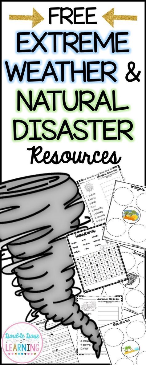 Click to download FREE hurricane, tsunami, wildfire, blizzard, tornado and earthquake freebies for your elementary students! Weather Unit Study, Science Experience, Weather Projects, Weather Unit, Natural Disaster, Weather Activities, Science Resources, Elementary Science, Teaching Elementary