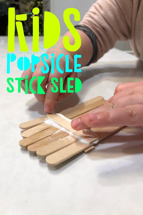 Sledding Art Projects For Kids, Sled Crafts For Toddlers, Preschool Sled Craft, Sled Craft Preschool, Sled Craft, Popsicle Stick Sled, Crafts For Daycare, January Preschool, Popsicle Stick Crafts For Kids