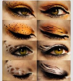 Cave Women Makeup, Tiger Eye Makeup, Tiger Makeup, Leopard Makeup, Eye Makeup Tutorials, Animal Makeup, Galaxy Makeup, Halloween Eye Makeup, Face Art Makeup