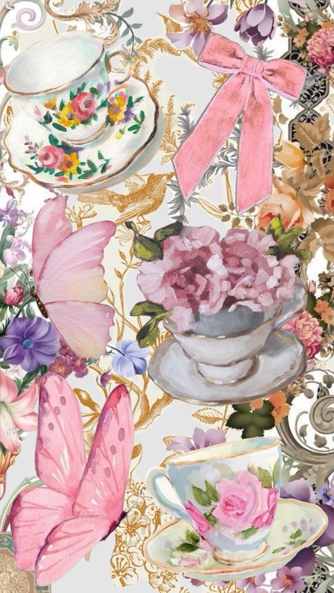 Tea time 🫖 #girlie #girlhood #teaparty #tea #butterfly #pink #flowers #wallpaper #wallpapercollage #aestehthic Pink Tea Party Aesthetic, Tea Party Wallpaper, Ghibli Characters, Pink Tea Party, Party Wallpaper, Tea Wallpaper, Studio Ghibli Characters, Pink Flowers Wallpaper, Collage Inspiration