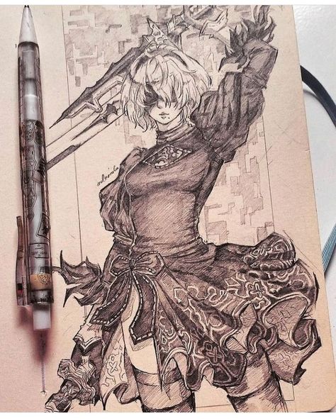 Artist Challenge, Magic Runes, Anime Artist, Arte 8 Bits, Nier Automata, White Tattoo, Arte Sketchbook, Anime Character Drawing, Book Art Drawings