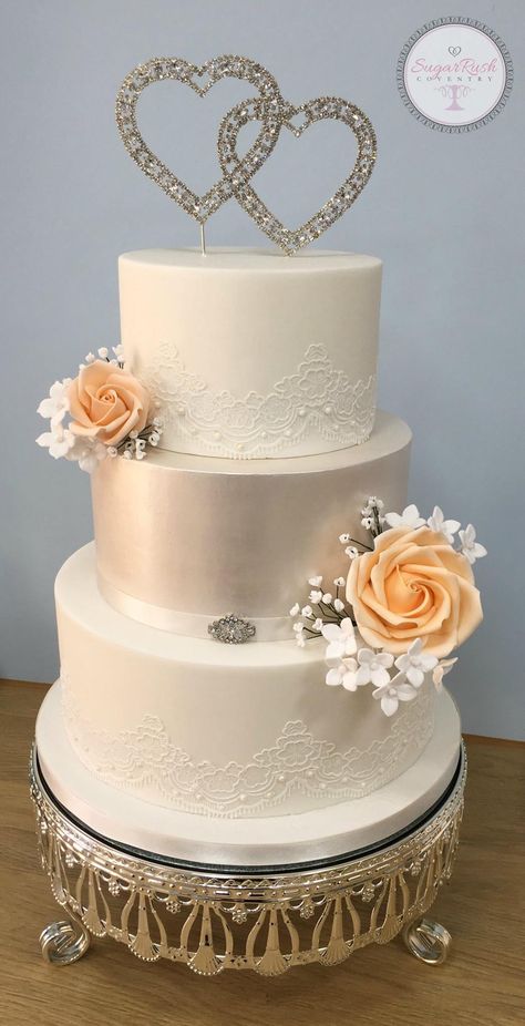 Peach and silver wedding cake Peach And Silver Wedding, Silver Wedding Cake, Beautiful Cake, Peach Color, Silver Wedding, Beautiful Cakes, Wedding Cake, Cake Toppers, Wedding Cakes