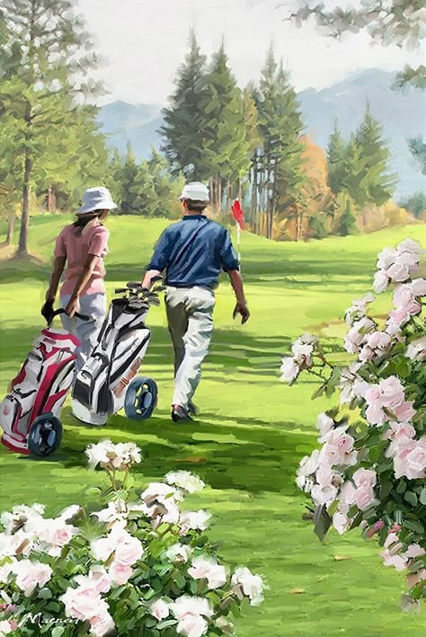 Golf Painting, Golf Inspiration, Couple Walking, Golf Art, Couples Walking, Studio S, Artist Canvas, Baby Boy Newborn, All About Eyes