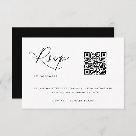 Contemporary Chic Wedding QR Code RSVP Card Moody Black Wedding, Coastal Chic Wedding, Color Typography, Wedding Qr Code, Wedding Invitation Message, Wedding Black And White, Elegant Signature, Wedding Invitation Trends, Rsvp Wedding