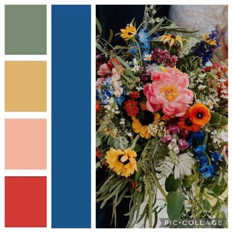 Wedding Color Palette Emerald Green, Primary Color Wedding Palette, Rainbow Wedding Color Palette, Fall Jewel Tone Wedding Flowers, Dark Spring Wedding Colors, Wedding Mood Board Color Palettes Summer, Moody Wildflower Wedding, Wildflower Wedding Palette, Wedding Navy Blue Color Schemes