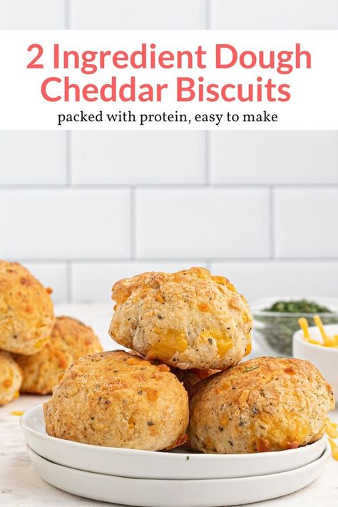 Easy Cheddar Biscuits, Greek Yogurt Dough, Greek Yogurt Biscuits, Yogurt Dough, Garlic Cheese Biscuits, Two Ingredient Dough, 2 Ingredient Dough, Macro Counting, Low Carb Biscuit