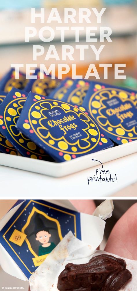 Chocolate Frog Box Template, Free Harry Potter Printables, Harry Potter Chocolate Frogs, Chocolate Frogs Harry Potter, Harry Potter Tea Party, Frog Template, Harry Potter Chocolate, Harry Potter Tea, Harry Potter Party Games