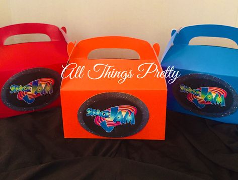 Space Jam Favor Boxes I created👽 Jam Favors, Space Jam, Birthday Favors, Favor Boxes, Favor Bags, 2nd Birthday, Jam, Lunch Box, Birthday