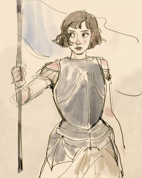 Joan D Arc, Drawing Concepts, Roman Catholic Art, Ancient Drawings, Saint Joan Of Arc, Start Drawing, Female Knight, Joan Of Arc, Marker Drawing