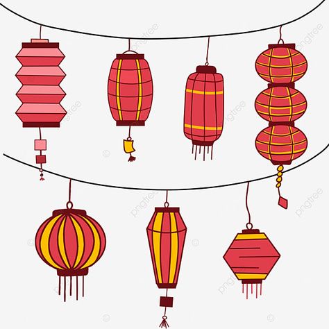 Lunar New Year Lantern Drawing, Chinese Lantern Drawing, Lanterns Drawing, Chinese New Year Lantern, Lantern Drawing, New Year's Drawings, New Year Happy, Lantern Set, New Years Background