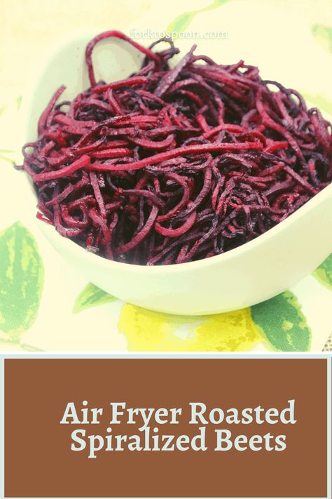 Roasted Spiralized Beets, Beet Spirals Recipe, Beet Fries Air Fryer, Beet Chips Air Fryer, Shredded Beets Recipe, Air Fryer Beets, Beet Chips Recipe, Spiralized Beets, Beet Noodles