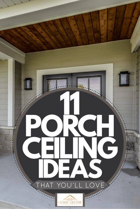 Modern Front Porch Lighting, 2023 Front Porch Ideas, Exposed Rafters Ceiling Porch, Veranda Ceiling Ideas, Outdoor False Ceiling Design, 2023 Porch Ideas, Front Porch False Ceiling Design, Front Porch Bar, Deck Roofing Ideas Attached To House