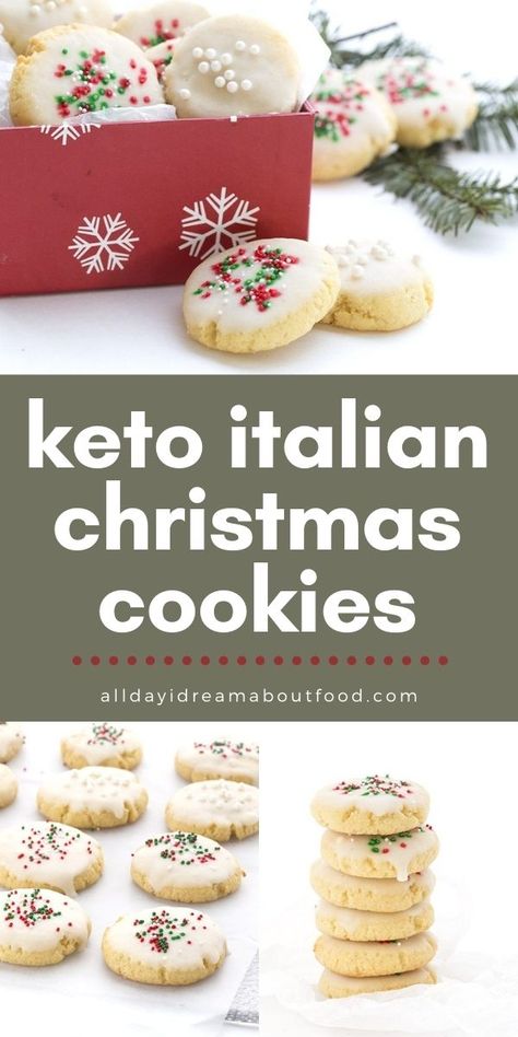 Soft baked almond flour cookies with a hint of anise. These Keto Italian Christmas Cookies are a delicious healthy version of the classic. Pillowy soft, with a sweet and delicious sugar-free glaze. Low Carb Christmas Cookies, Keto Italian, Low Carb Christmas, Keto Christmas Cookies, Keto Holiday Recipes, Low Carb Holiday, Italian Christmas Cookies, Keto Cookie Recipes, Keto Holiday