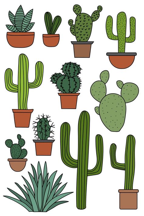 Cactus Clipart Set Hand Drawn Clip Art Illustrations of | Etsy Succulents Drawing, Kaktus Dan Sukulen, Cactus Craft, Cactus Clipart, Cactus Drawing, Plant Clips, Cactus Planta, Cactus Diy, Doodle Design