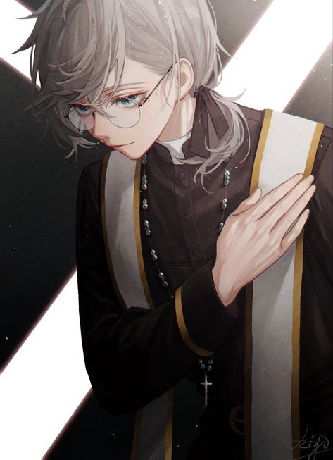 Pastor Character Design, Priest Oc Male, Priest Art Reference, Priest Outfit Anime, Priest Fanart Male, Manhwa Priest, Anime Priest, Dnd Priest, Priest Character Art