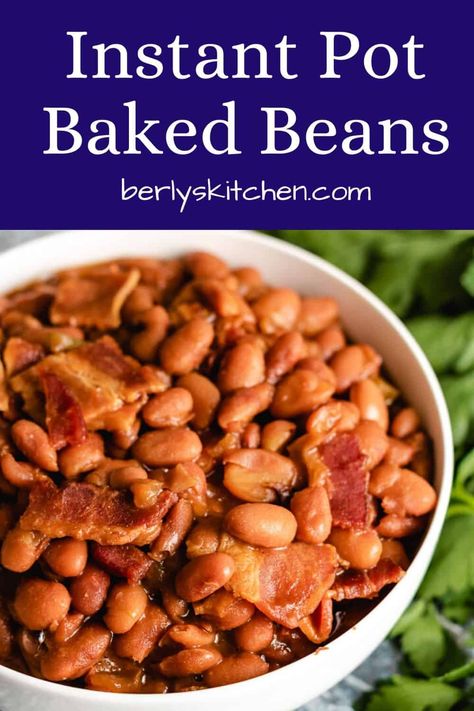 Have you ever wanted to make baked beans in a pressure cooker? Now you can with our Instant Pot baked beans recipe. Perfect baked beans every time! #berlyskitchen Instant Pot Baked Beans, Instant Pot Pinto Beans, Pressure Cooker Beans, Baked Beans Recipe, Boston Baked Beans, Baked Bean Recipes, Side Dishes For Bbq, Beans Recipe, Instapot Recipes