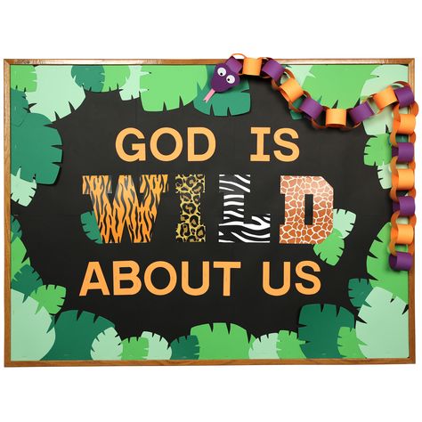 Vbs Themes Ideas, Safari Bulletin Boards, Jungle Bulletin Boards, Safari Vbs, Vbs Jungle, Junior Kindergarten, Jungle Classroom, Vacation Bible School Themes, Jungle Theme Classroom