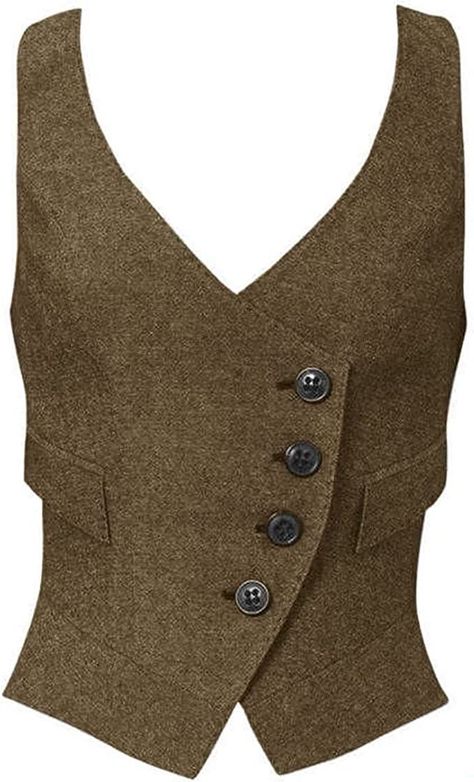 Formal Work Wear, Womens Suit Vest, Linen Style Fashion, Womens Waistcoat, Waistcoat Woman, Tweed Waistcoat, Tweed Vest, Womens Tweed, Brown Vest