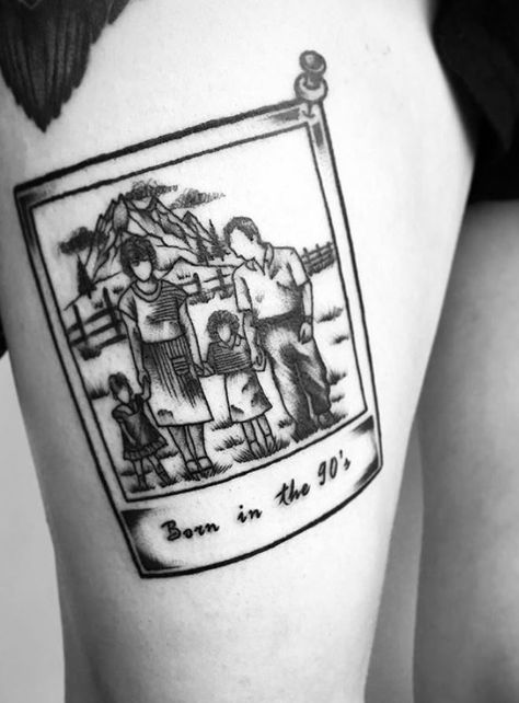 Family Picture Tattoo, Polaroid Picture Tattoo, Goonies Tattoo, Polaroid Tattoo, Tattoos Mom, Tattoo Chart, Dog Portrait Tattoo, Sleeve Tattoo Ideas, Tatoo Inspiration